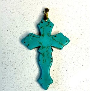 Vintage Turquoise cross charm